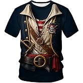 LAOLIUSN Funny Pirate Costume T-Shirt Novelty Short Sleeve Crewneck Shirt