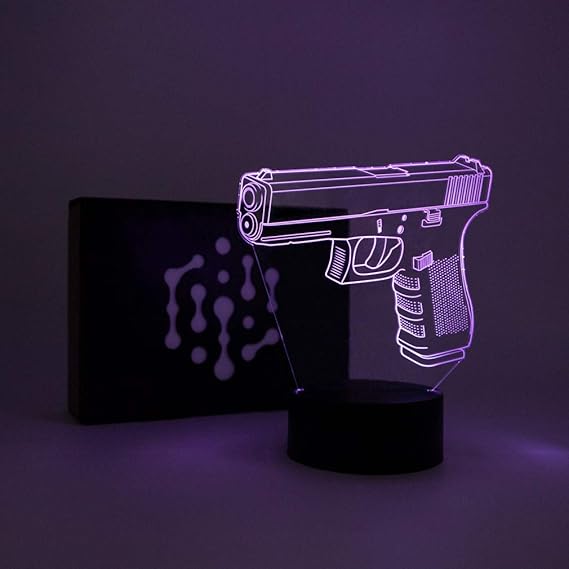 3D LED Lampe CSGO Nachtlicht Leuchte 7 Farben Elbeffekt - Glock-18 Geschenk Stimmungslicht - Acryl Illusion Dekoration Dekoli