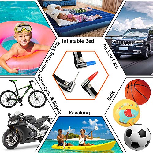 Directtyteam Car Air Compressor Tire Inflator, 12V Portable Air Pump for Car Tires, Tire Pump with LED Light, Long Cable and Auto Shut Off Compatible with Car, Bicycle, Motorcycle, Balls, Inflatable - Thumbnail 3