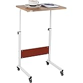 Mind Reader Woodland Collection, Mobile Sit/Stand Laptop Desk, Adjustable, Lockable Casters, Portable, 21.75" L x 15.75" W x 