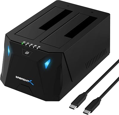 Sabrent 2 Bay USB C Hard Drive Docking Station 2.5 3.5 Inch SATA SSD HDD Cloning