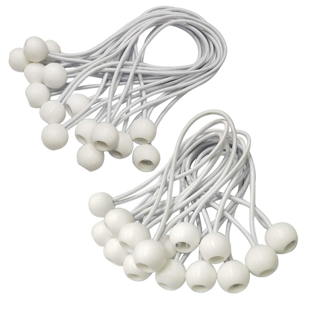 Elion Bungee Balls,Tarpaulin Bungee Balls,30 Piece Ball Bungees White for Banner,Tarpaulins,Pavilions,Tent Tarps,Expander Loops, Bungee Cord Ball