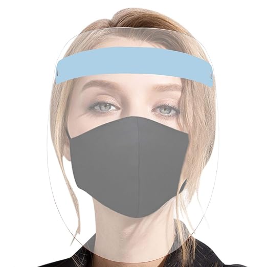 Casago 550 Micron Face Shield with Adjustable Elastic Strap Anti-Splash Protective Facial Cover Transparent Full Face Visor with Eye & Head Protection for Women Men (5 Pcs)