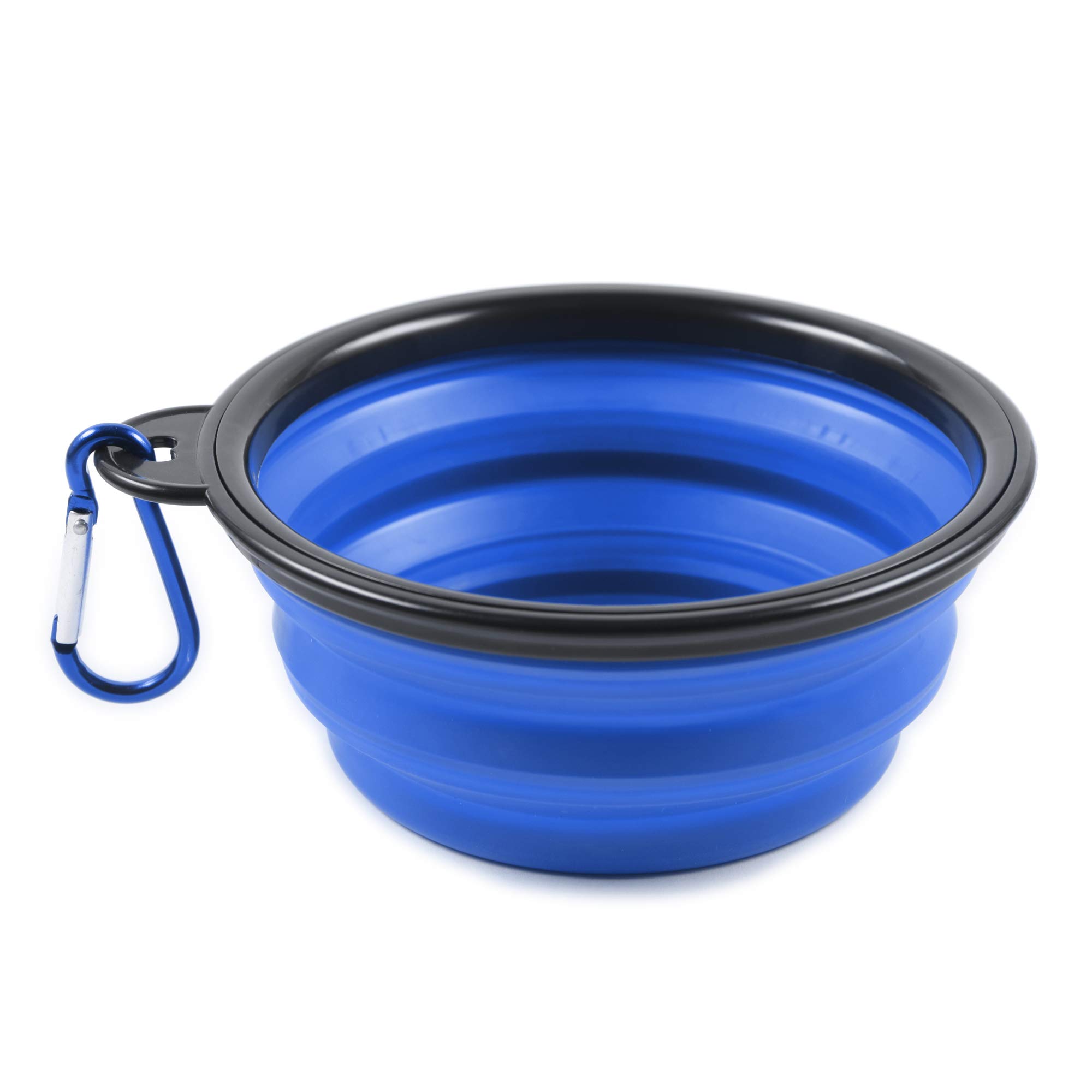 PhoneNatic Foldable Silicone Dog Bowl in Blue, Travel Bowl for Dogs and Cats with Carabiner, S, Blue, 350 ml, 60014330