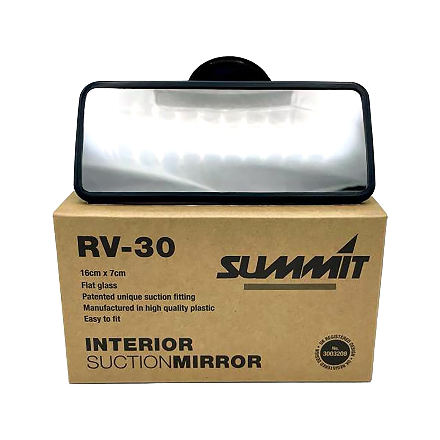 Summit RV-30 Large Flat Glass Mirror with Suction Pad, Black