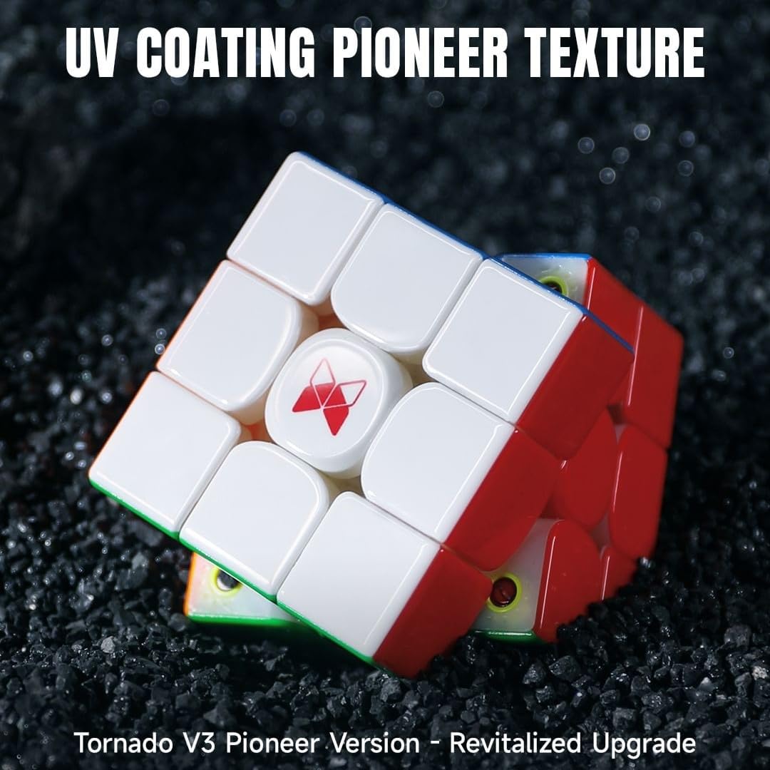 CuberShop QY X Man Tornado V3 M UV Coated (Pioneer with MagLev), 2023 New 3x3 Magnetic Speed Cube, QY Tornado V3 Pioneer UV, 3x3x3 Smooth and Fast Speed Cube, Magic Clothes UV Coated