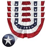 4Pack American Bunting Flags 2x4Ft USA Pleated Fan Flag 4th of July Patriotic Decorations Flag Embroidered Stars & Sewn Stripes Canvas Header Brass Grommets Decor Outside Porch Garden