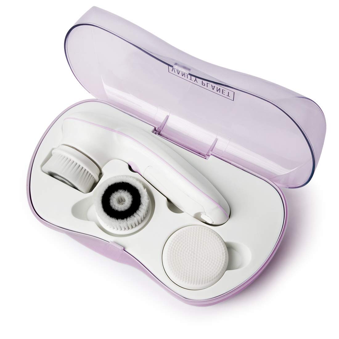 Vanity Planet Facial Cleansing Brush Ultimate Skin Spa with 3 Interchangeable Face Brushes for Cleansing, Exfoliating and Silicone Brush, Cordless, Water Resistant (Not Ur Mom's Purple): Beauty
