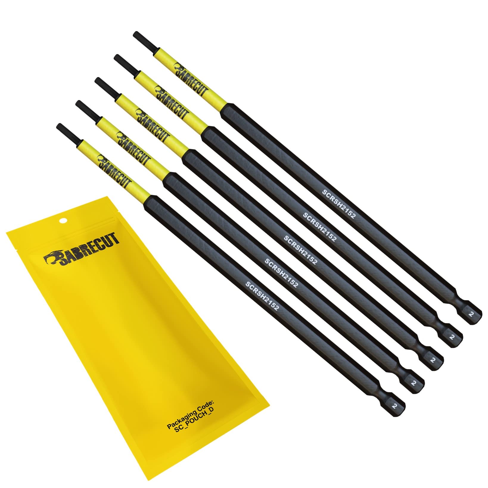 5 x SabreCut SCRH2152_5 152mm H2 Hex Magnetic Impact Screwdriver Driver Bits Set Single Ended Heavy Duty
