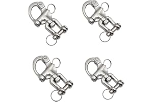 Baieasy 4 Pack Snap Shackle Sailing Halyard, 316 Stainless Steel Clevis Swivel Jaw Swivel Shackle, Quick Release Snap Hook for Sailing Rigging Shackles, SCBA face Masks, Firefighter Mask