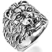 INBLUE Men's Stainless Steel Ring Band Silver Gold Tone Black Lion Head