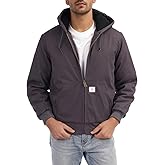 TUAOVA Men's Loose Fit Quilted Flannel Lined Workwear Waterproof Active Jacket Hooded Work Coat