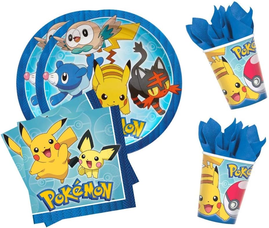 Pokemon Party Bundle 9" Plates (16) Cups (16) Napkins (16)