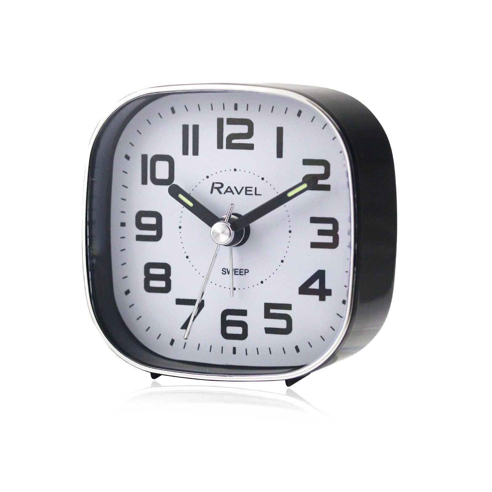Ravel - Petite Bedside Quartz Alarm Clock with Sweep Second Hand - RC038.3 - Black/Chrome