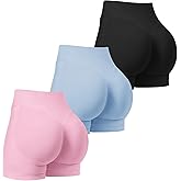 TDIFFUN Women Workout Shorts 3 Pack Gym Seamless Scrunch Butt Lifting Impact High Waist Yoga Biker Booty Athletic Shorts