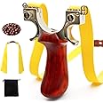 LODONC Slingshot,Professional Hunting Slingshots Set,Outdoor Shooting Slingshots for Adults,Powerful Stainless Steel Wooden Handle High Velocity Catapult Slingshots