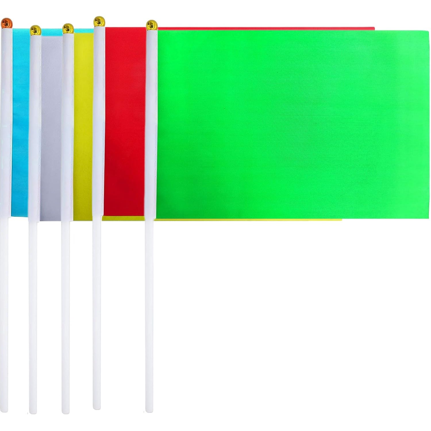 50 Packs Colorful Small Flags on Sticks Hand-hold Flag DIY Solid Color Hand-waved Banner Party Parade Celebration Sports Kindergarten School Events Festival Outdoor Decoration 14 * 21cm/5.5 * 8.2in
