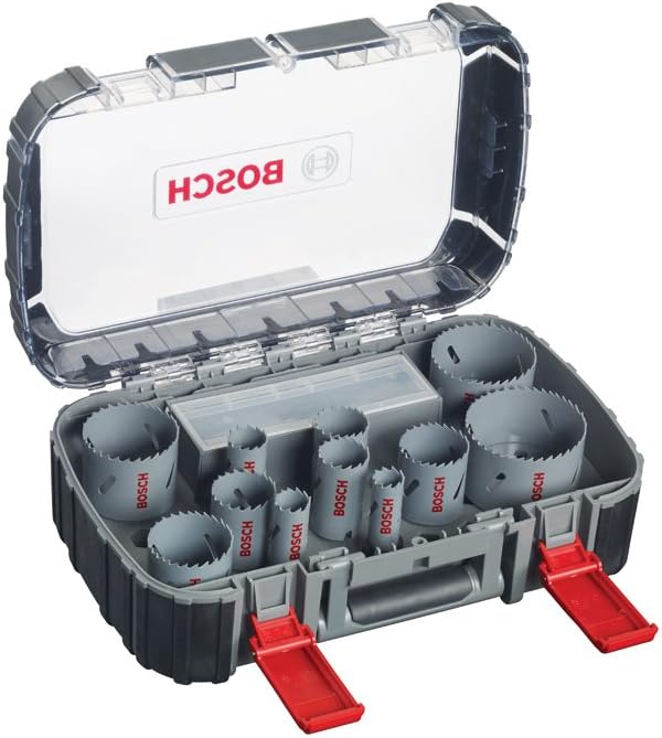 Bosch Professional 11 pcs. HSS Bi-metal Hole Saw Set (for various materials diameter 22-65 mm, accessory rotary drill)