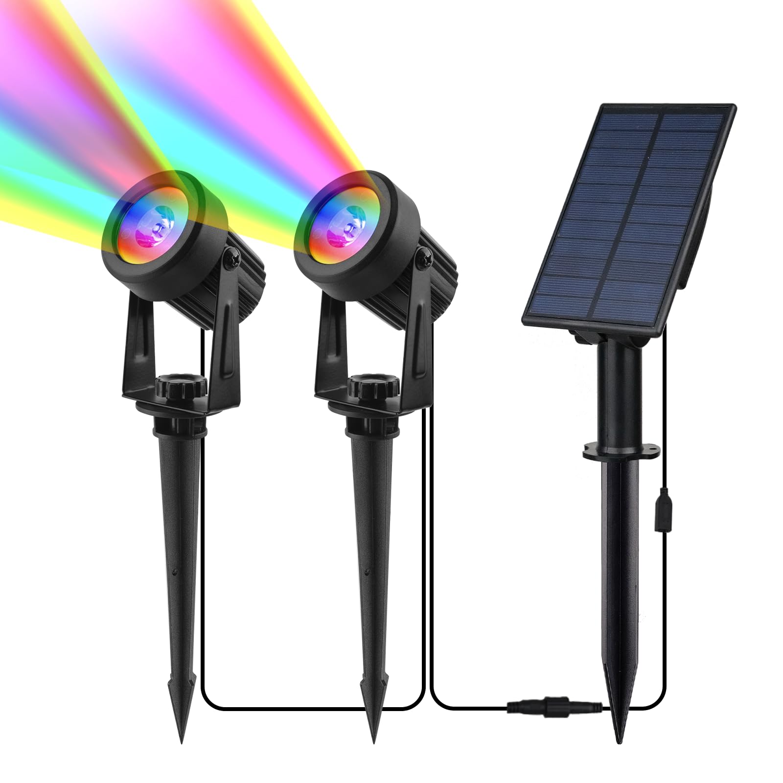 CORESLUX Solar Spot Lights Outdoor Garden RGB Solar Spotlights Color Changing Garden Uplighters SpotLights Outdoor IP65 Waterproof Decorative Lighting for Yard Lawn Path 2 in 1