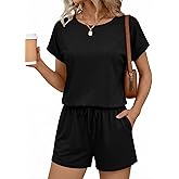 Ekouaer Womens Romper 2026 Summer Casual Short Jumpsuits Beach Vacation Clothes with Pockets