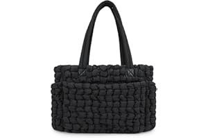 MOMIGO Puffer Tote Diaper Bag for Women, Multifunction Lightweight Fashion Quilted Mommy Tote Bag