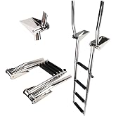 Stainless Steel in-Board 4 Steps Telescoping Ladder Folding Dock Ladder for Marine Boat Yacht Swimming Pool 600lbs Capacity with L Handrails