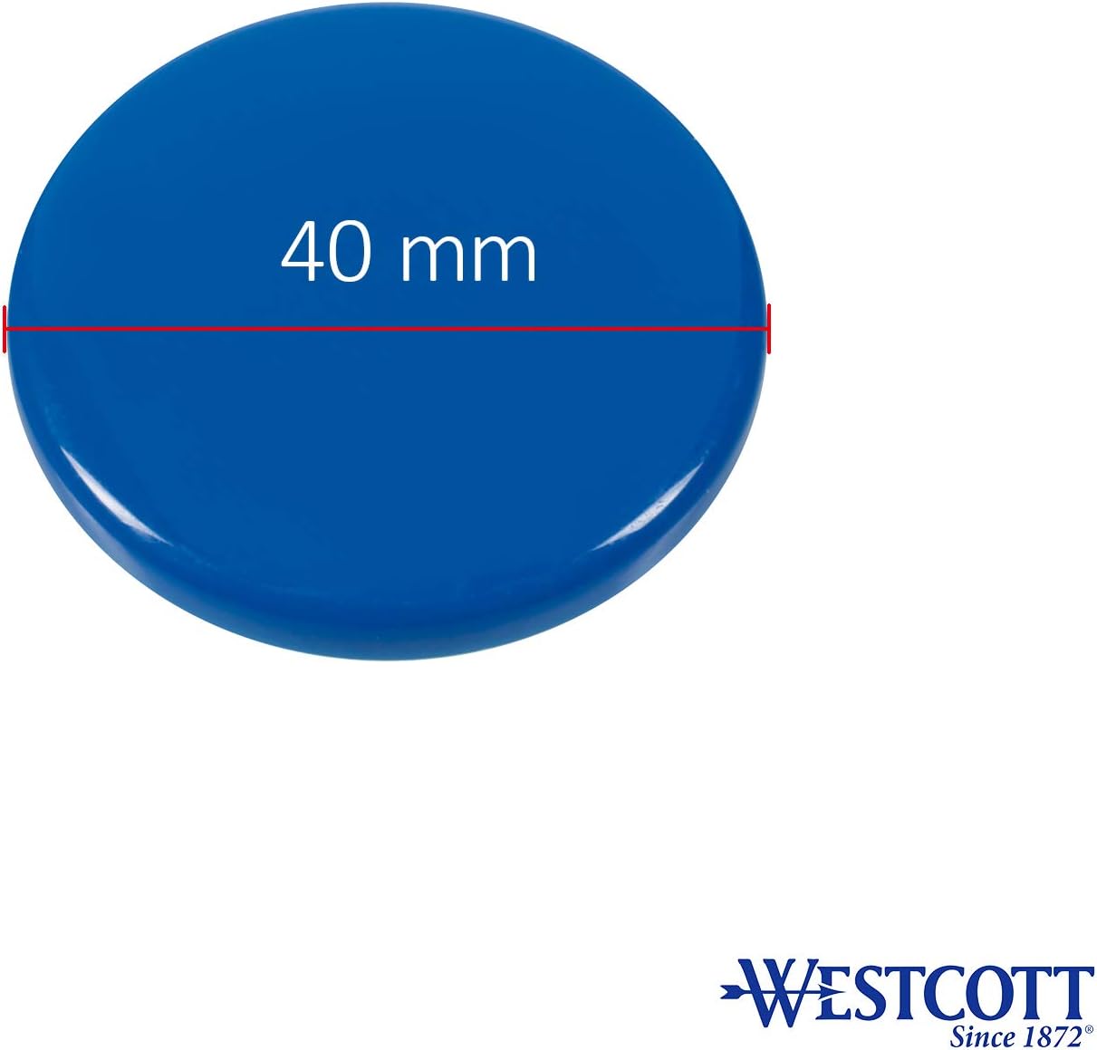 Westcott E-10826 00 Adhesive Magnets Pack of 4 40 mm Round 1 Each Black/Red/Blue/Yellow, Black, Red, Blue, Yellow, Small - Image 3