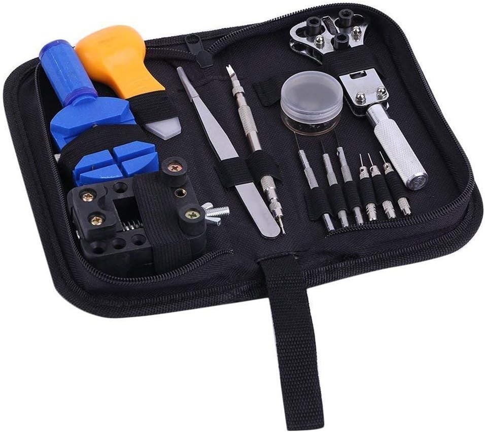 Watch Repair Tool Kit Professional - Watch Tools Including Watch Press Kit, Larger Rubber Dust Blowers, Spring Bars, Watch Battery Replacement Tool Kit,Watch Band Link Pins with Carrying Case (406pcs): Home Improvement