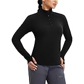 baleaf Women's Fleece Lined Quarter Button Thermal Pullovers Long Sleeve Workout Shirts with Pockets Yoga Travel Tops