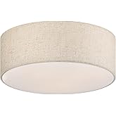 Galtlap 18'' Flush Mount Ceiling Light Modern Farmhouse Drum Ceiling Light Fixture with Linen Fabric Shade 3-Light Drum Ceili