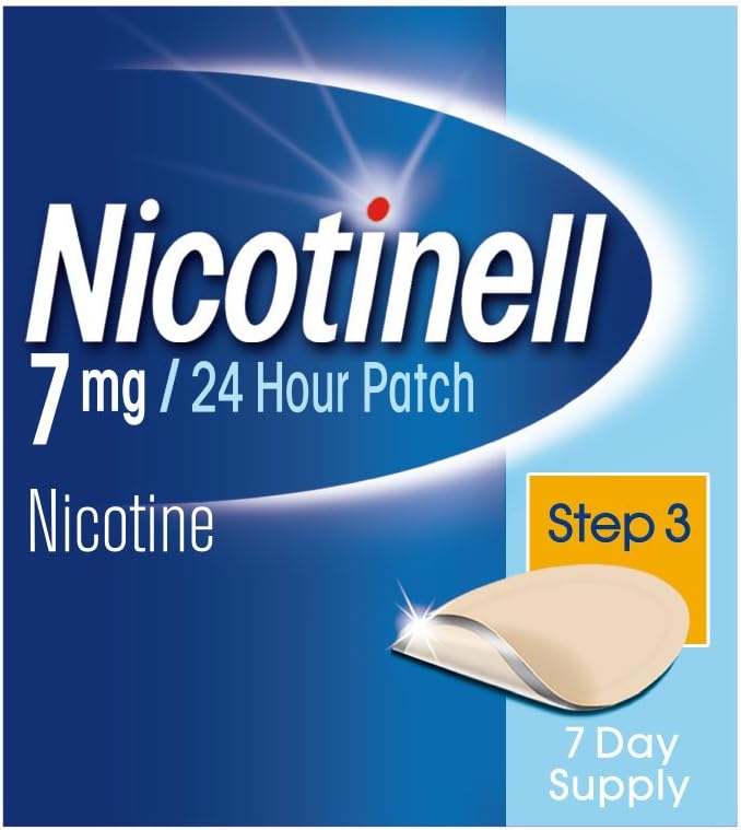 Nicotinell Nicotine 7mg Patch (Count of 7), Nicotine Patches, Stop Smoking Aid, 24h Craving Control