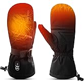 SNOW DEER Heated Ski Mittens for Men Women, Electric Mitts Gloves Rechargeable Battery Heated Hand Glove for Arthritis Skiing Hiking