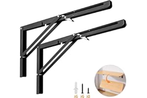 Yarssihha 16 Inch Folding Shelf Bracket, 2 Pack Heavy Duty Wall Mounted Foldable Brackets, Space-Saving Metal Collapsible Shelf Brackets, Max Load:180lbs