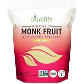 DureLife Monk Fruit Sweetener, Golden, 5 lbs | 1:1 Crystal Sugar Substitute, Zero Calorie, Non-Glycemic, Keto Diet Friendly, OU Kosher, Non-GMO