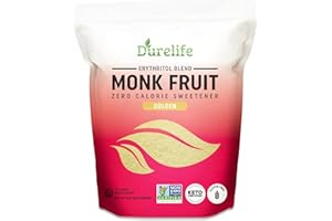 Durelife Golden Monk Fruit Sweetener, 1:1 Sugar Replacement, Keto Diet Friendly, Zero Calorie, Kosher Sugar Substitute Crystal, Golden - 5 lb Bulk Size (Packaging May Vary)