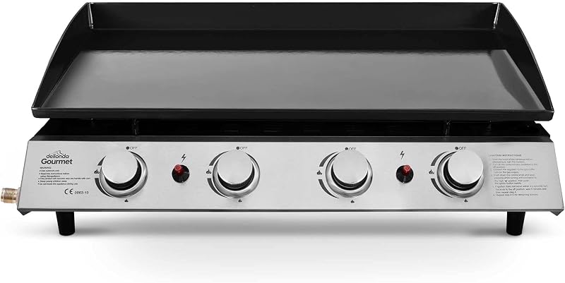 Dellonda 4 Burner Portable Gas Plancha 10kW BBQ Griddle DG23 Stainless