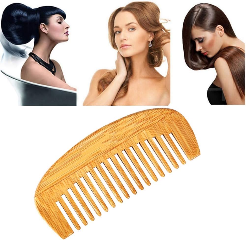 Natural Wooden Bamboo Hair comb Wood with Anti-Static & No Snag Handmade Brush for Beard, Head Hair, Mustache Cutelove