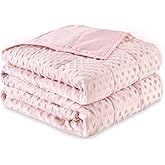 Sivio Weighted Blanket Twin 15 Pounds, Adult Weighted Blankets with Soft Minky Dots & Cozy Cooling Microfiber for Calming and Sleeping, Heavy Blanket, 48" x 72", Pink