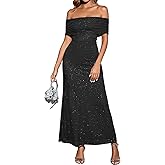 KUTUMAI Women Off Shoulder Bodycon Maxi Long Dress Mesh Ruched Elegant Formal Wedding Guest Dresses