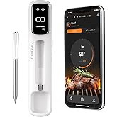 INKBIRD Mini Wireless Meat Thermometer, Bluetooth 5.4,1000ft/305m Ultra Long Connection, 60 Min Offline Data Storage, IP67 Waterproof, White LED Display, Ideal for BBQ, Grill, and Smoker
