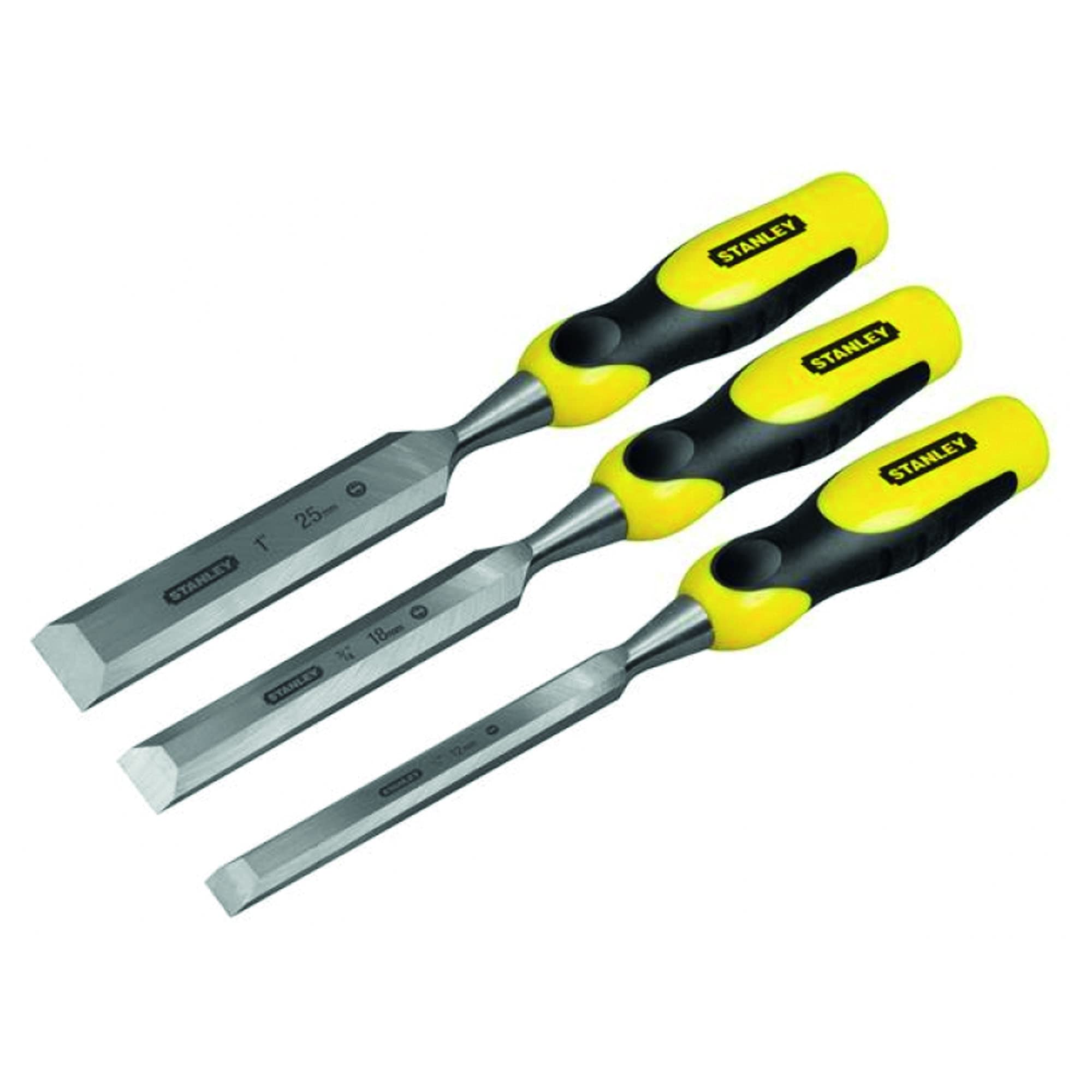 Stanley Dynagrip 3 Piece Wood Chisel Set 12mm, 18mm, 25mm in Case STA516359