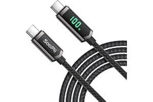 SooPii USB C Cable, 4FT Nylon Braided USB C to USB C Cable, 100W PD Fast Charging Type-C Cable with LED Display for lPad Mini