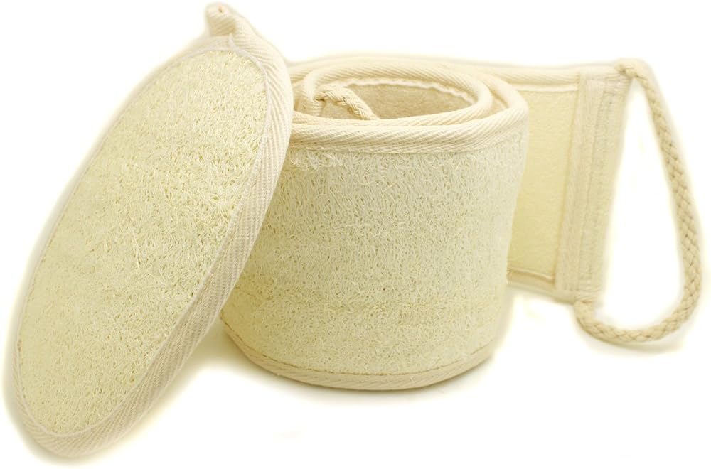 Kiloline Natural Environmentally Friendly Loofah Back Scrubber For Women and Men Exfoliating With a Large Natural Luffa Pad Skin Care For Bath Spa and Shower