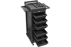 Lorvain Salon Beauty Rolling Trolley Cart, 3FT Hair Storage Cabinet Barber Organizer Tool Multi Drawers Rolling Cart Free Standing Furniture with 4 Universal Wheels Hair Supplies (Black)