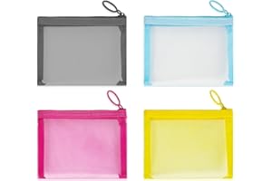 CARRYEPIC Mini Mesh Pouches(4 Pack), Small Mesh Bags with Zipper Nylon Makeup Pouches Bag Cosmetic Pouch Travel Purse Organizer Insert Diaper Inside Bag Organizers Home Organizing Size See Through Cute Colors