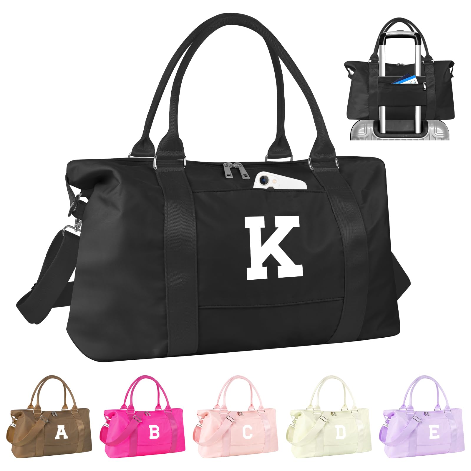 Photo 1 of Initial Travel Duffel Bag Sports Gym Bag for Boys Teen Birthday Gifts,Black Personalized Weekender Bag Carry On Tote Bags for Men,Waterproof Overnight Luggage Bag Airplane Travel Essentials(Letter K)