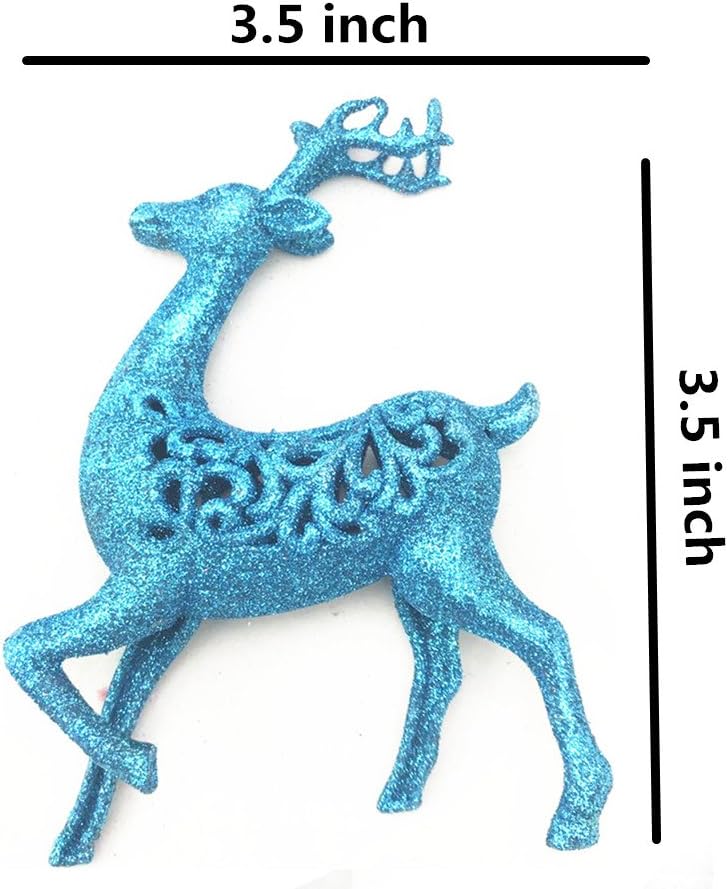 The Festive Shop 6 Pack Beautiful Glitter Reindeer Ornament Perfect for Christmas Holiday, Assorted Colors