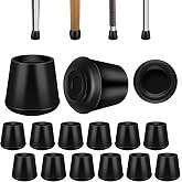 1" Round Rubber Chair Leg Tips Caps, Chair Leg Floor Protectors - 12 Pack | Furniture Legs Caps Non Slip Reduce Noise for Hardwood Floors, Black