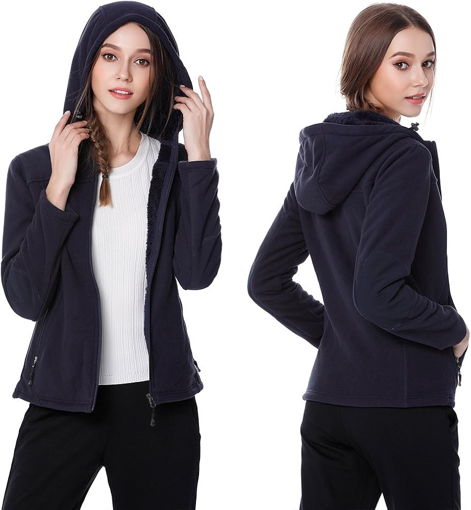 Fleece Jacket Women-Waterproof Plush Lining Hoodies Full-Zip Rain Coats at  Women's Coats Shop