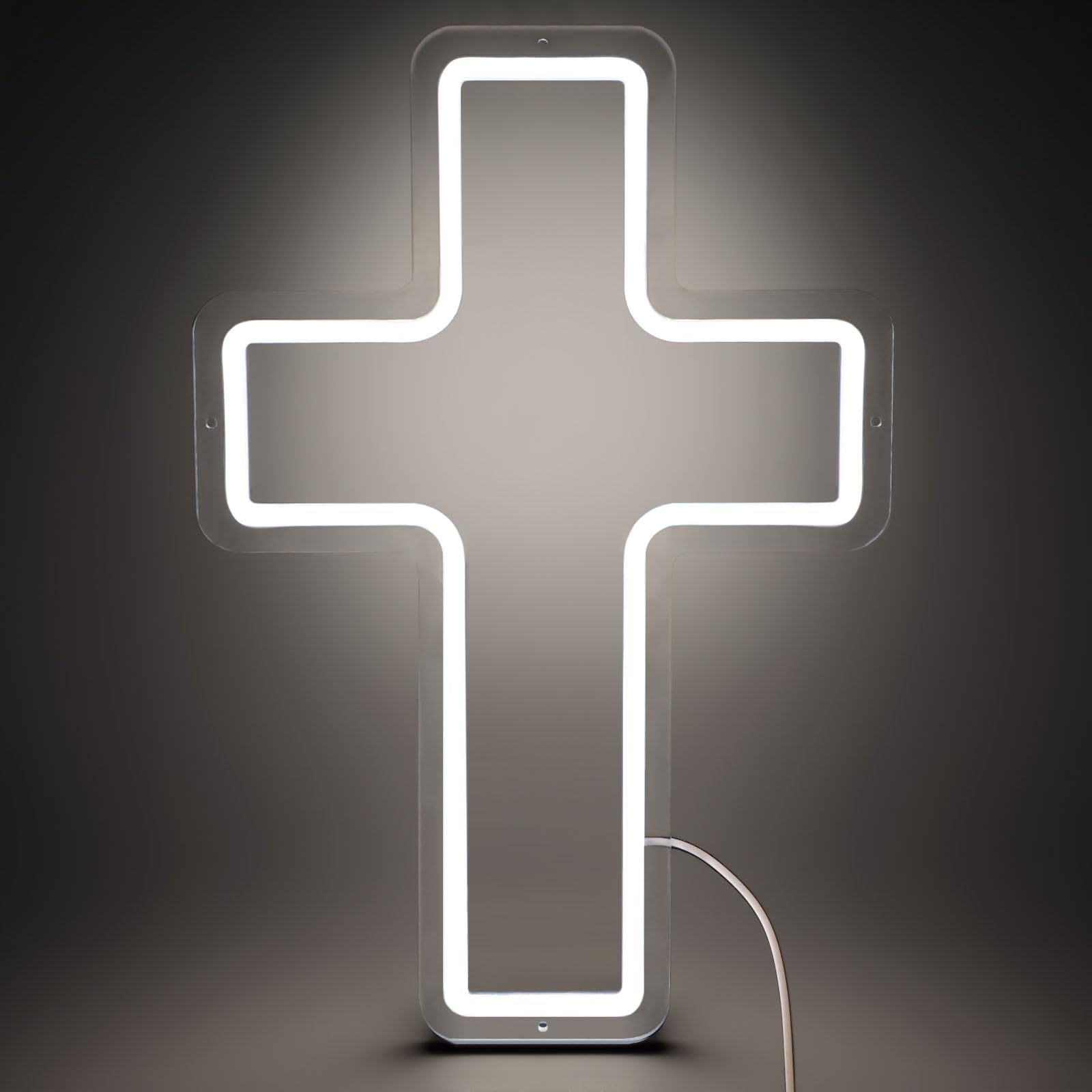 Photo 1 of Cross Neon Sign - LED Wall Decor with Long-Lasting Light for Bedroom, Living Room, Kids Room and Churches, Best Gift for Christian Homes, Weddings, Christmas Celebrations and Partys (Blank)